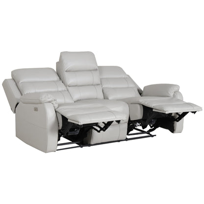 Royal 3pc 5 Seater Leather Electric Recliner Home Theatre Sofa Lounge Set Grey - Cosy Abode