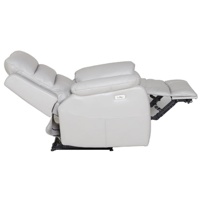 Royal 3pc 5 Seater Leather Electric Recliner Home Theatre Sofa Lounge Set Grey - Cosy Abode