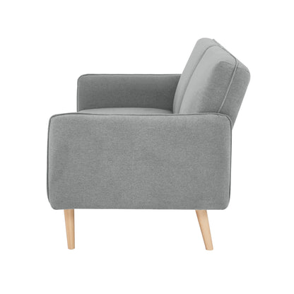 Celia 3 Seater Sofa Queen Bed Fabric Uplholstered Lounge Couch - Light Grey - Cosy Abode