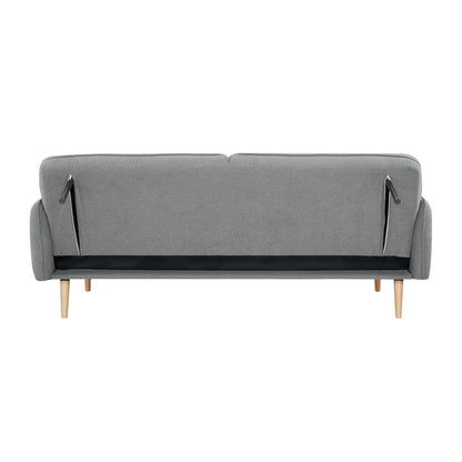 Celia 3 Seater Sofa Queen Bed Fabric Uplholstered Lounge Couch - Light Grey - Cosy Abode