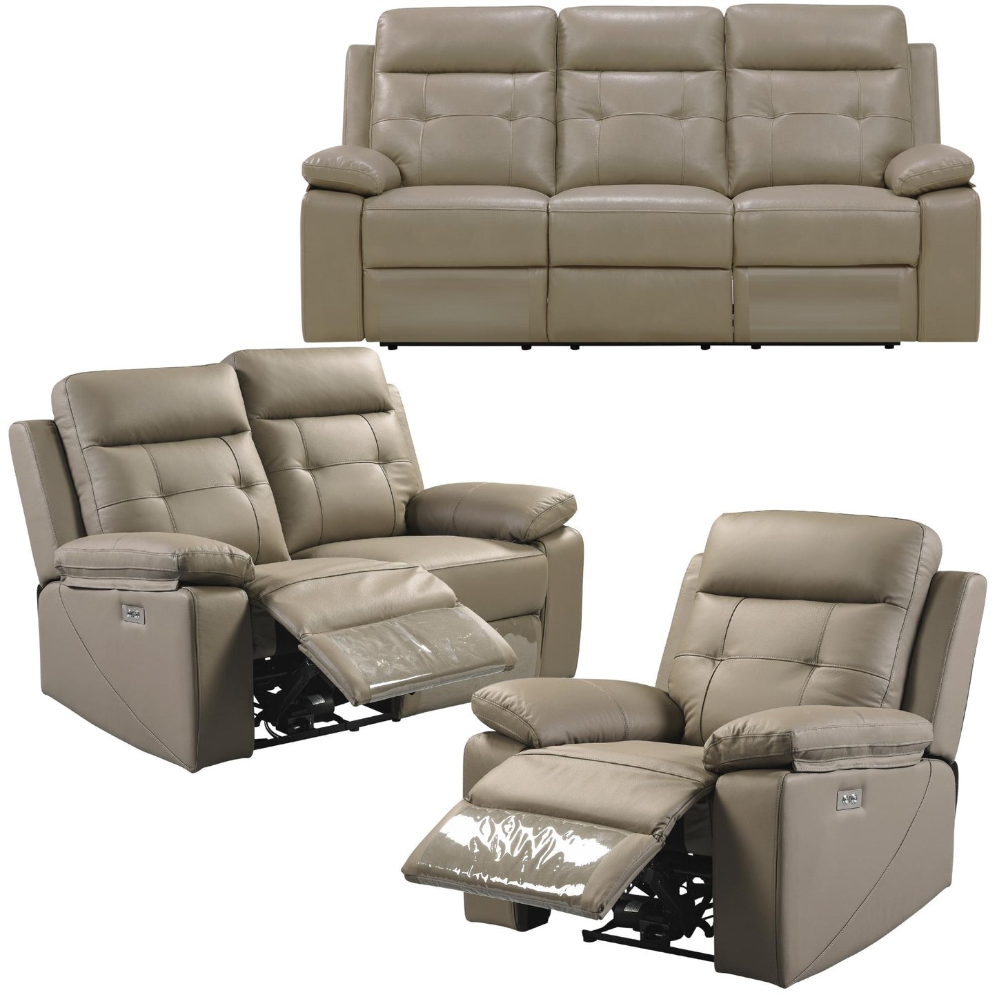 Kingsman 3+2+1 Seater Electric Recliner Sofa Genuine Leather Home Theater Lounge - Cosy Abode