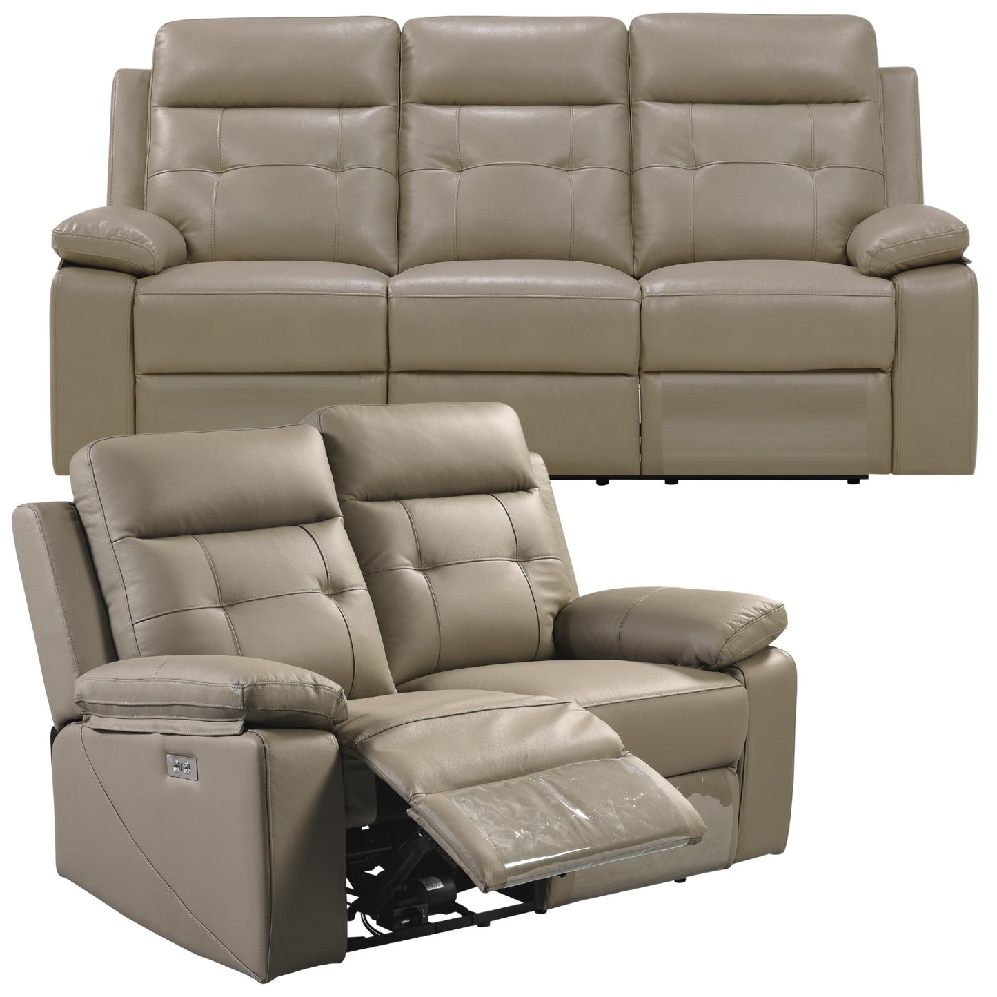Kingsman 3 + 2 Seater Electric Recliner Sofa Genuine Leather Home Theater Lounge - Cosy Abode
