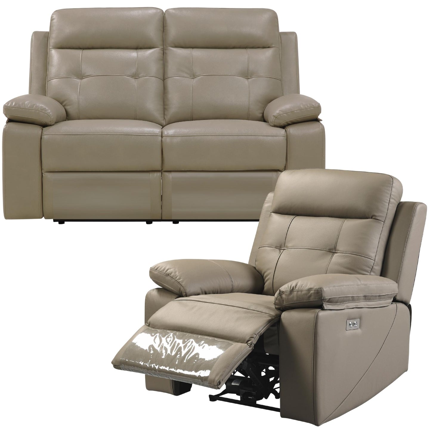 Kingsman 2 + 1 Seater Electric Recliner Sofa Genuine Leather Home Theater Lounge - Cosy Abode