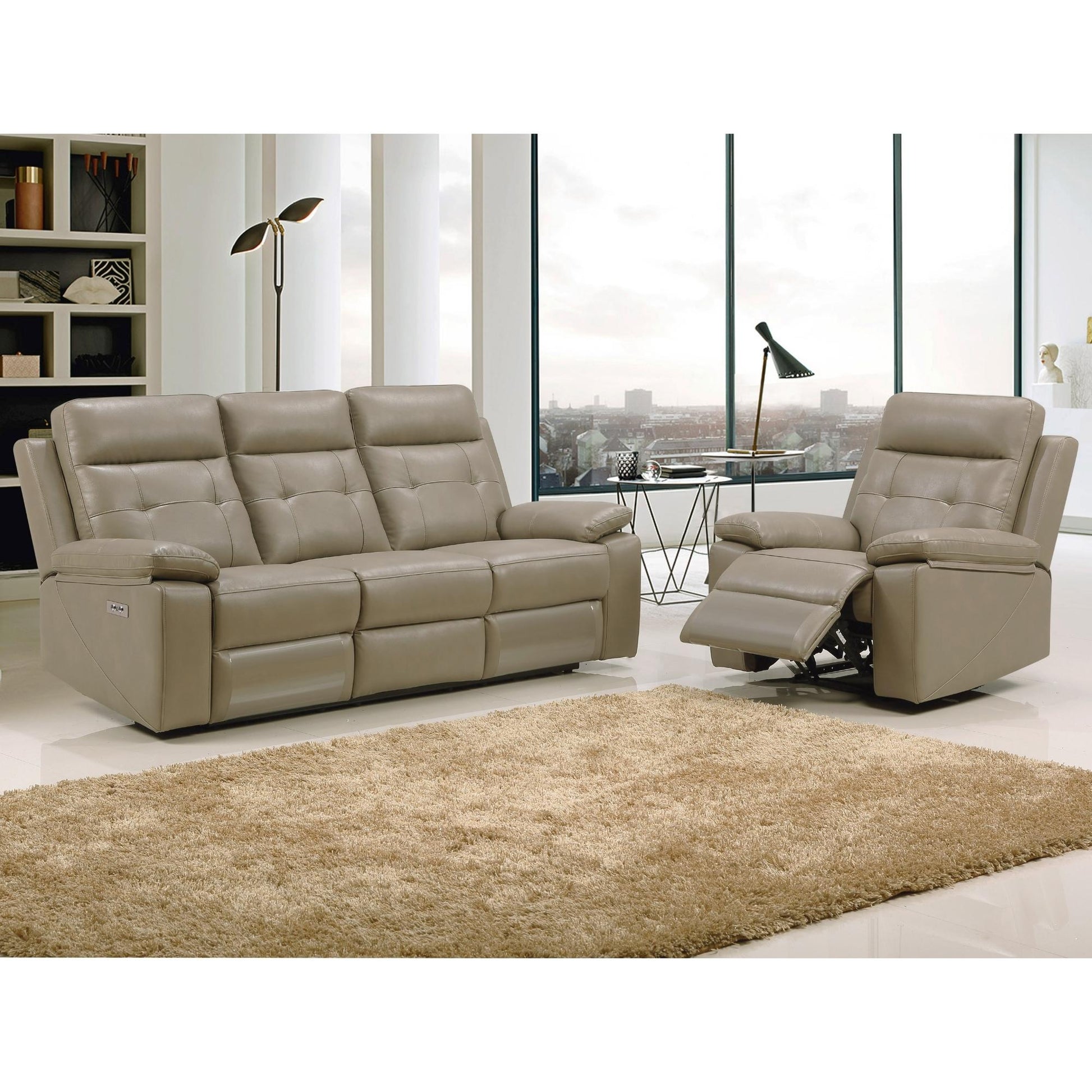 Kingsman 2 + 1 Seater Electric Recliner Sofa Genuine Leather Home Theater Lounge - Cosy Abode