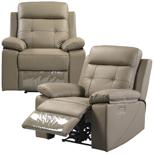 Kingsman 1 + 1 Seater Electric Recliner Sofa Genuine Leather Home Theater Lounge - Cosy Abode