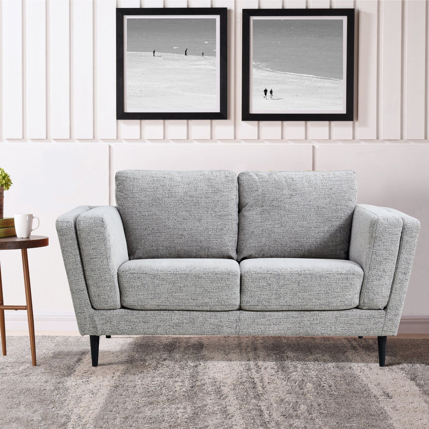 Skylar 2 Seater Sofa Fabric Uplholstered Lounge Couch - Pepper - Cosy Abode