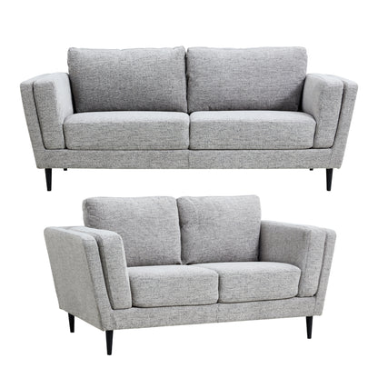 Skylar 3 + 2 Seater Sofa Fabric Uplholstered Lounge Couch - Pepper - Cosy Abode