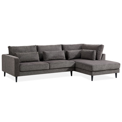 Kaylee 2 Seater Sofa Fabric Uplholstered Right Chaise Lounge Couch - Mink - Cosy Abode