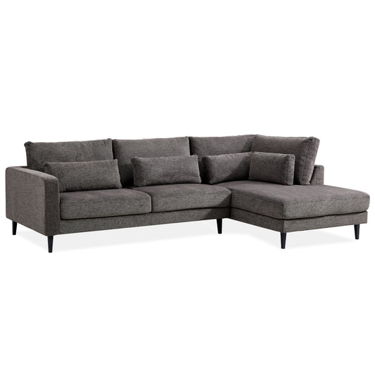 Kaylee 2 Seater Sofa Fabric Uplholstered Right Chaise Lounge Couch - Mink - Cosy Abode