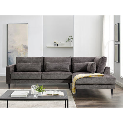 Kaylee 2 Seater Sofa Fabric Uplholstered Right Chaise Lounge Couch - Mink - Cosy Abode