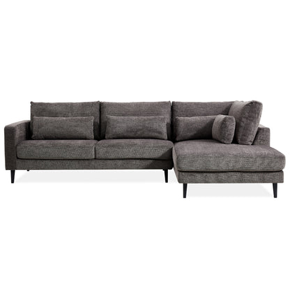 Kaylee 2 Seater Sofa Fabric Uplholstered Right Chaise Lounge Couch - Mink - Cosy Abode