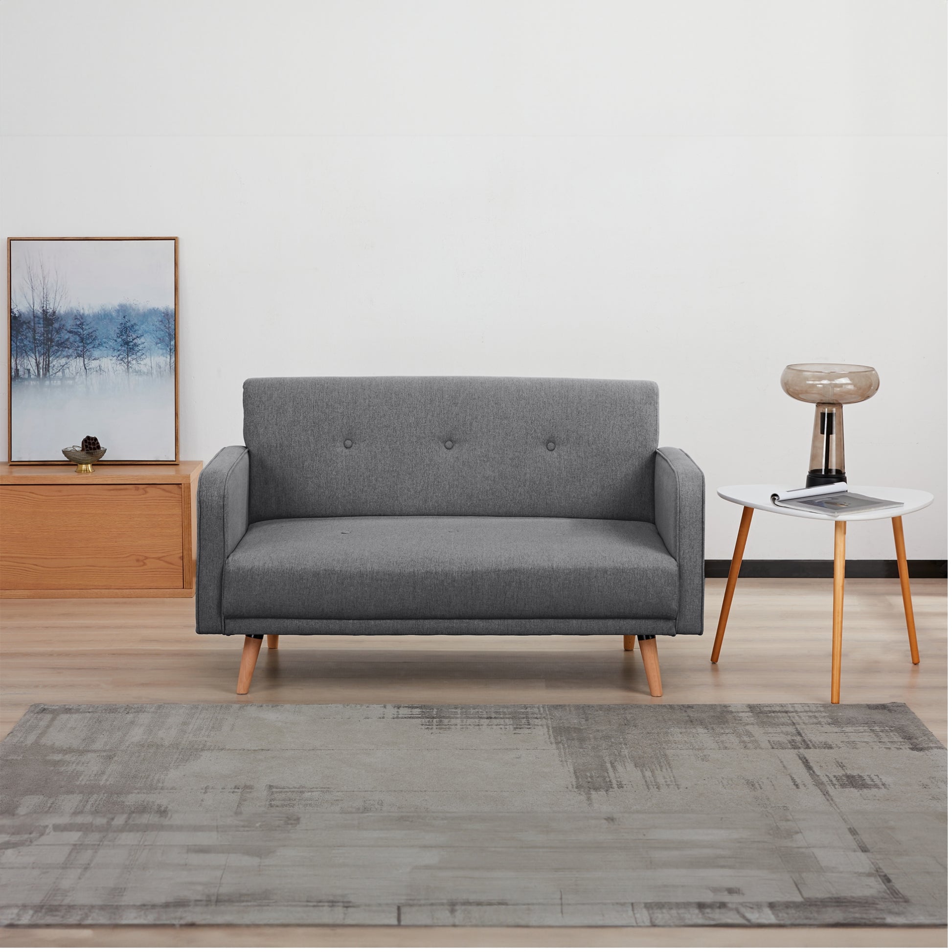 Picasso 2 Seater Fabric Sofa Lounge Couch Dark Grey - Cosy Abode