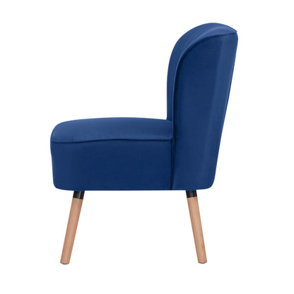 Drew 1 Seater Sofa Accent Chair Fabric Uplholstered Lounge Couch - Dark Blue - Cosy Abode