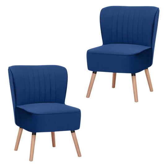 Drew Set of 2 Sofa Accent Chair Fabric Uplholstered Lounge Couch - Dark Blue - Cosy Abode