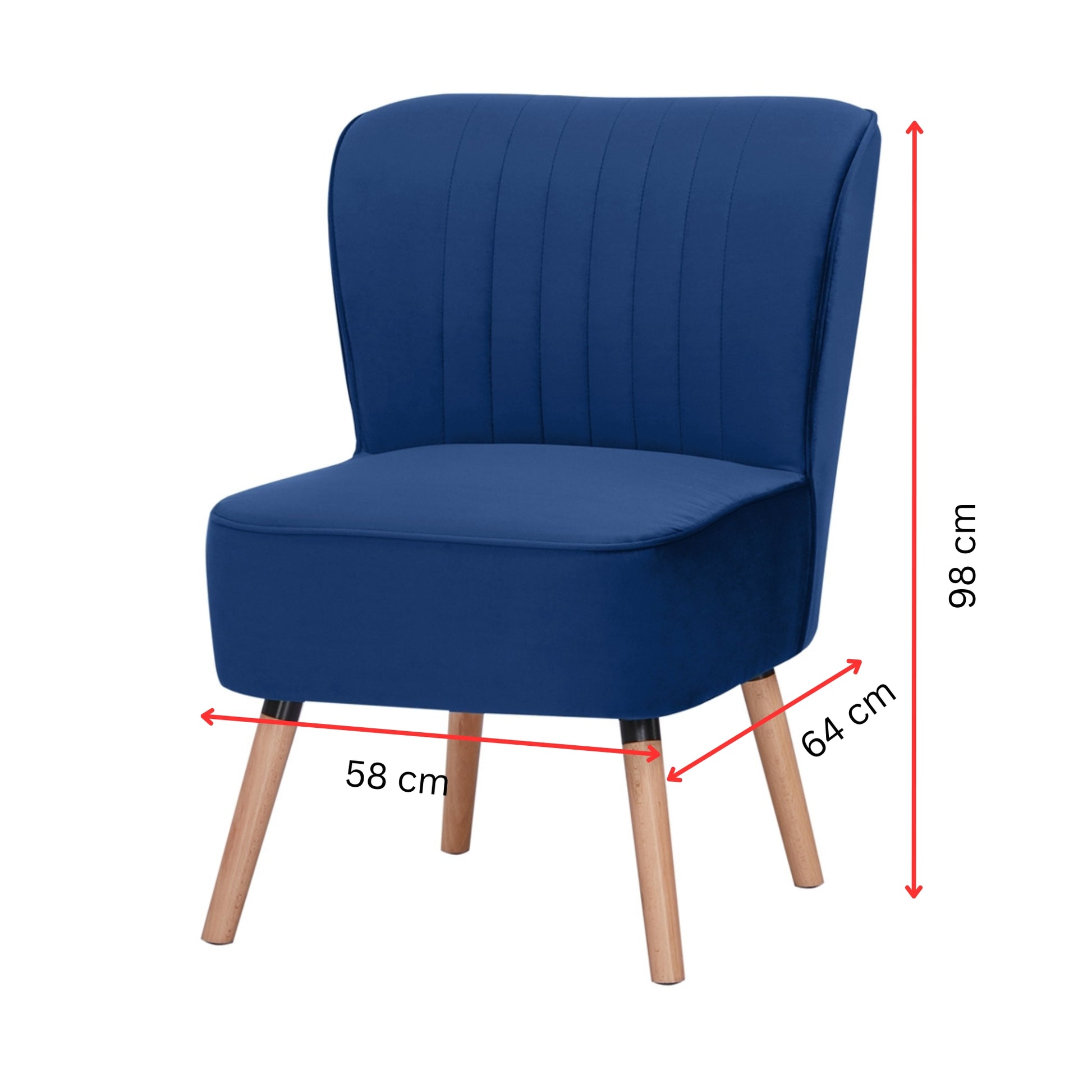 Drew Set of 2 Sofa Accent Chair Fabric Uplholstered Lounge Couch - Dark Blue - Cosy Abode