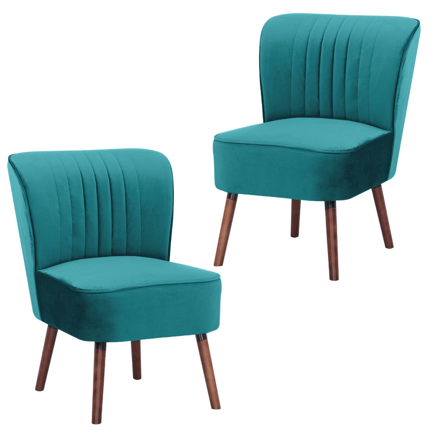 Drew Set of 2 Sofa Accent Chair Fabric Uplholstered Lounge Couch - Mid Blue - Cosy Abode