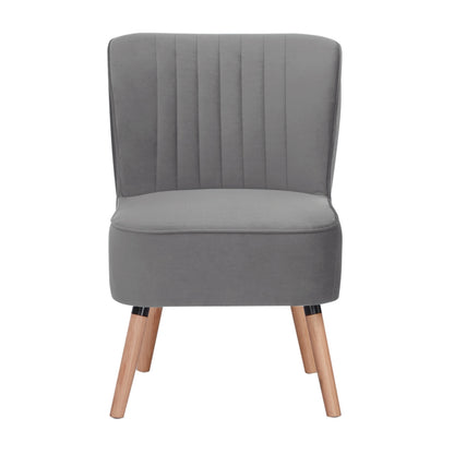 Drew 1 Seater Sofa Accent Chair Fabric Uplholstered Lounge Couch - Mid Grey - Cosy Abode