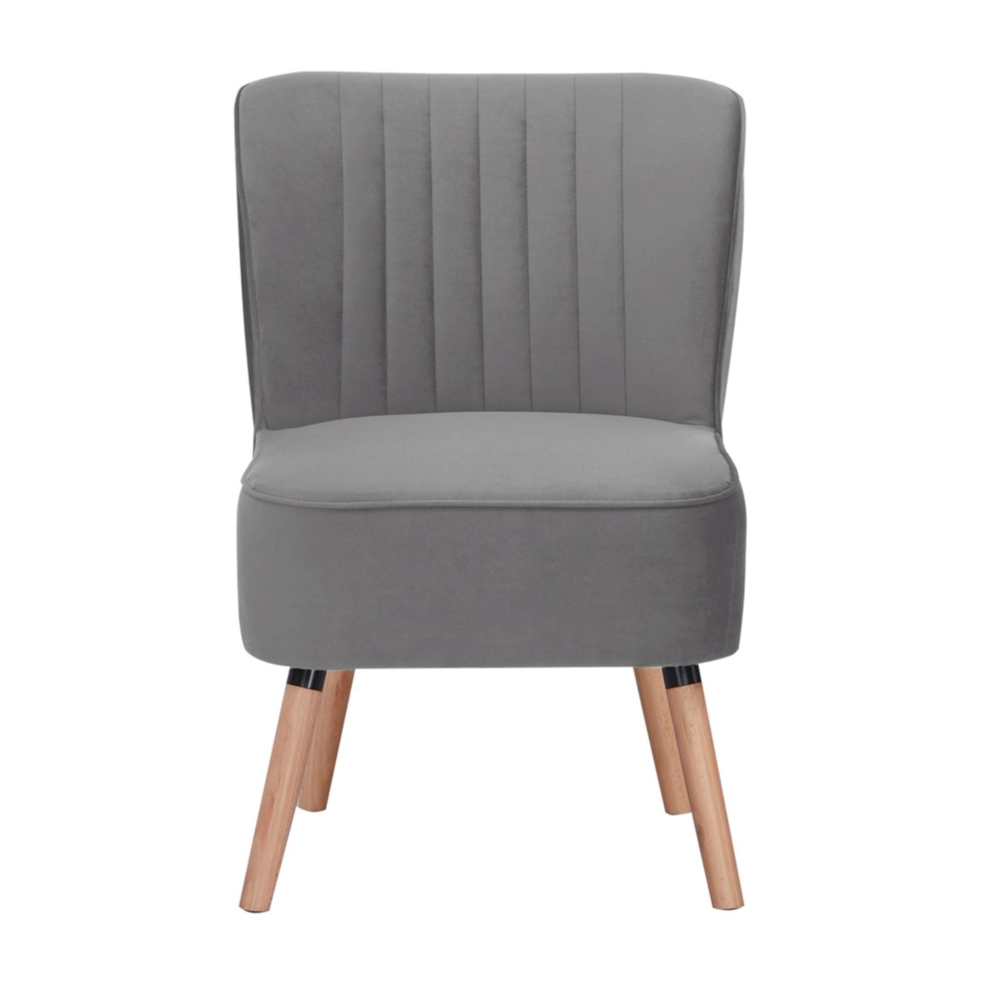 Drew Set of 2 Sofa Accent Chair Fabric Uplholstered Lounge Couch - Mid Grey - Cosy Abode