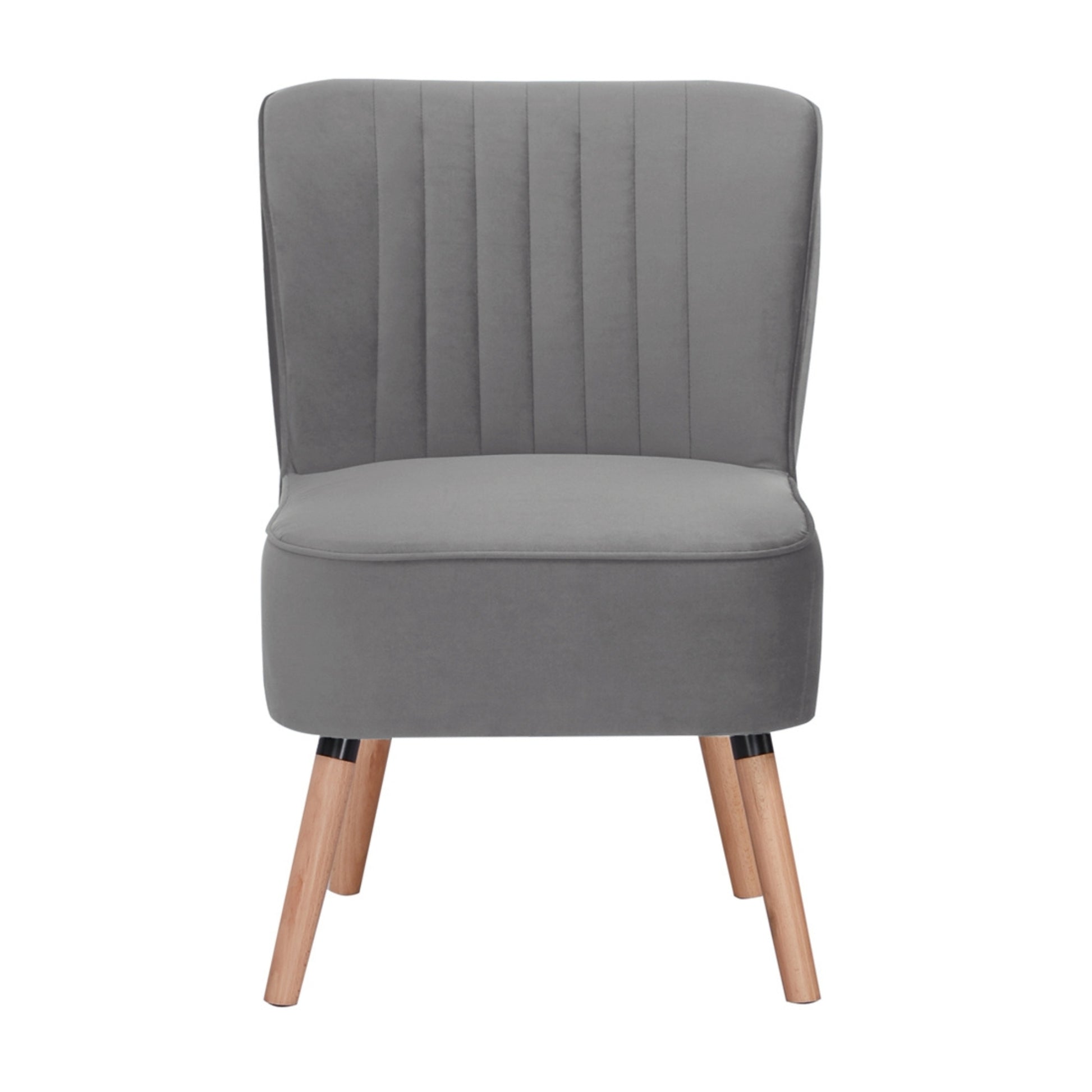 Drew Set of 2 Sofa Accent Chair Fabric Uplholstered Lounge Couch - Mid Grey - Cosy Abode