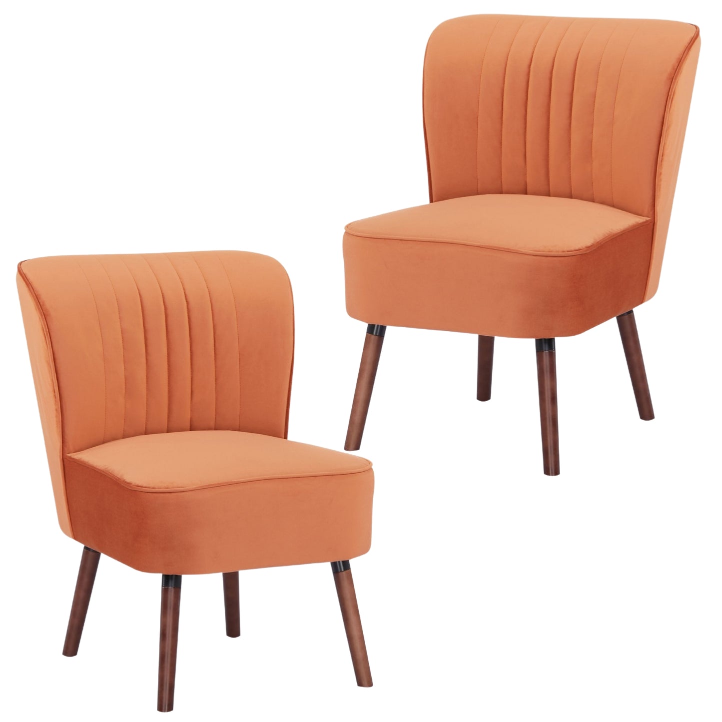 Drew Set of 2 Sofa Accent Chair Fabric Uplholstered Lounge Couch - Orange - Cosy Abode