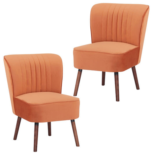 Drew Set of 2 Sofa Accent Chair Fabric Uplholstered Lounge Couch - Orange - Cosy Abode