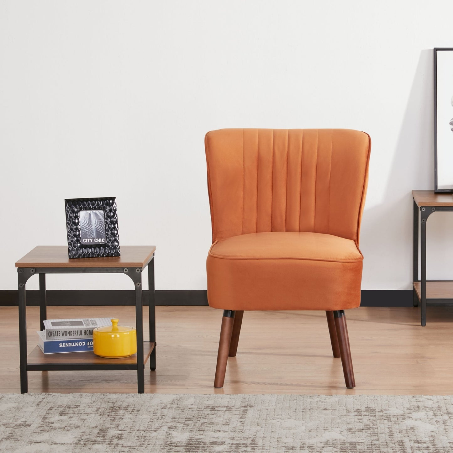 Drew Set of 2 Sofa Accent Chair Fabric Uplholstered Lounge Couch - Orange - Cosy Abode