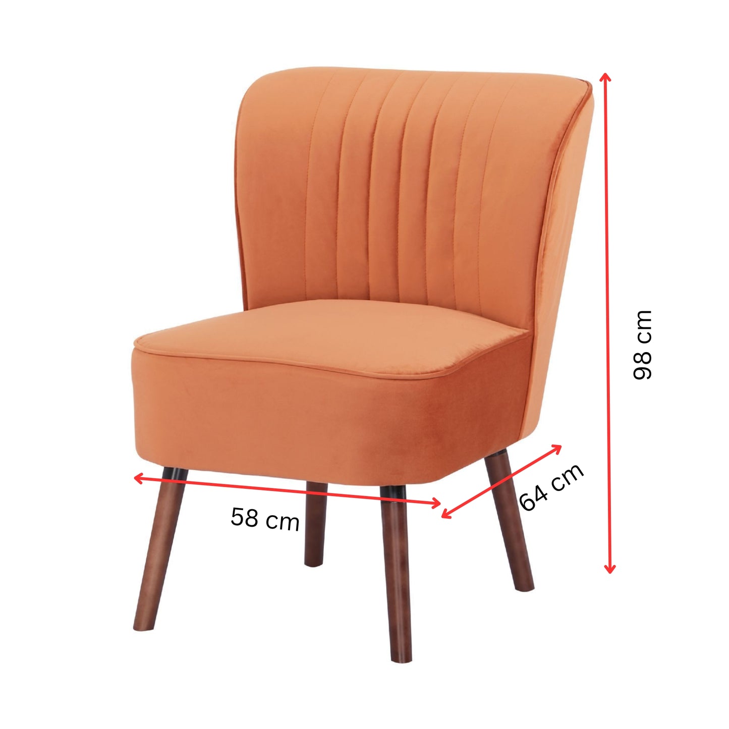 Drew Set of 2 Sofa Accent Chair Fabric Uplholstered Lounge Couch - Orange - Cosy Abode