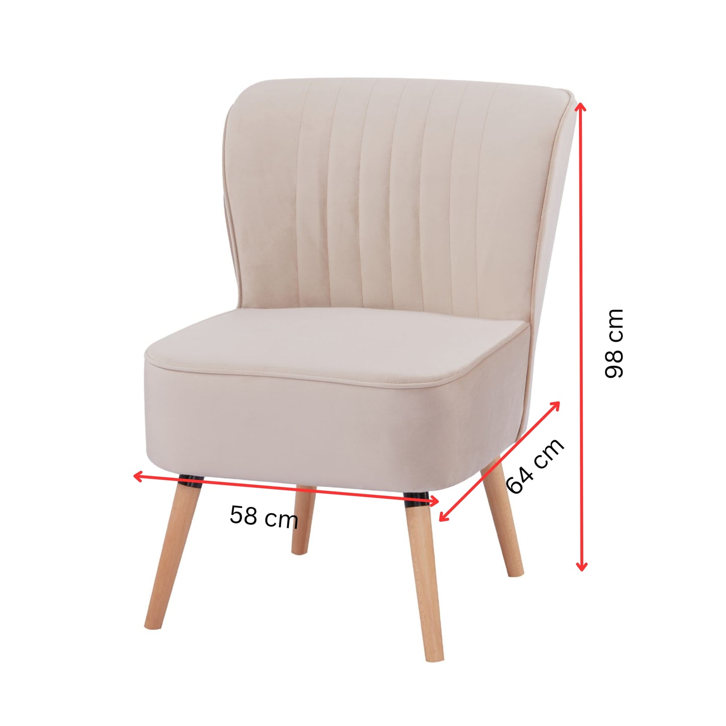 Drew 1 Seater Sofa Accent Chair Fabric Uplholstered Lounge Couch - Pink - Cosy Abode