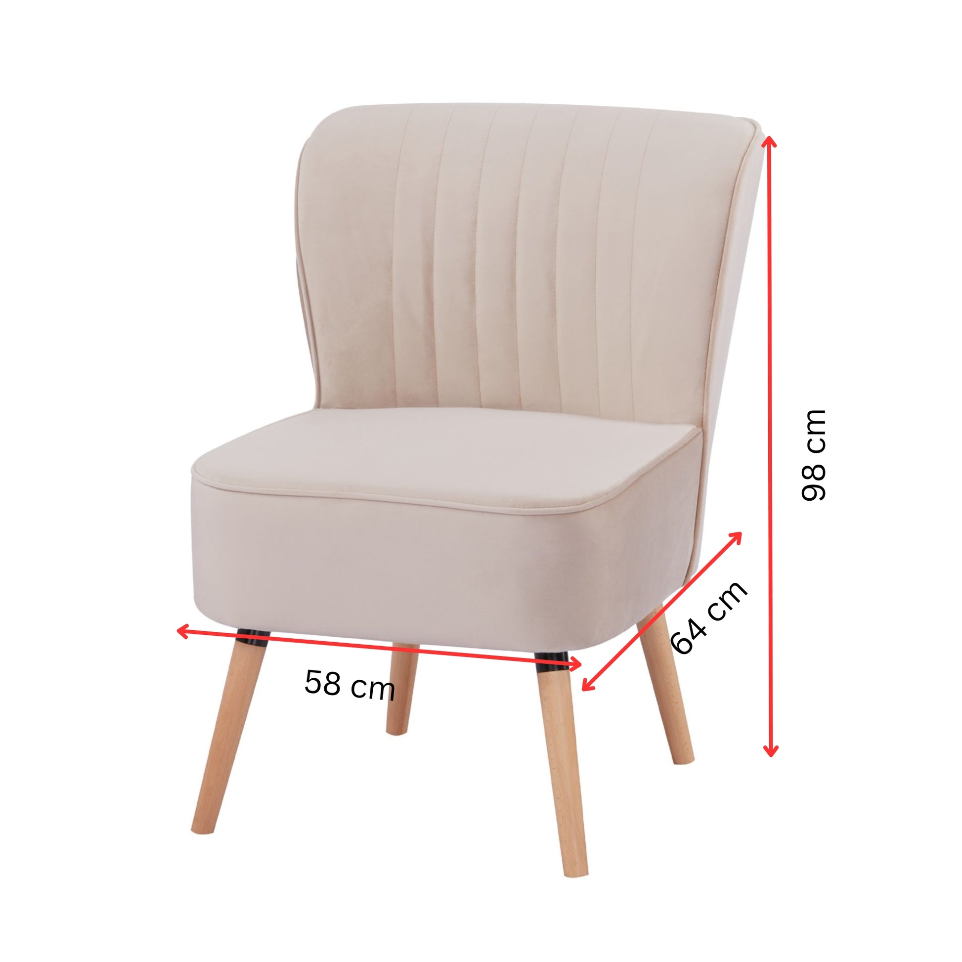 Drew 1 Seater Sofa Accent Chair Fabric Uplholstered Lounge Couch - Pink - Cosy Abode