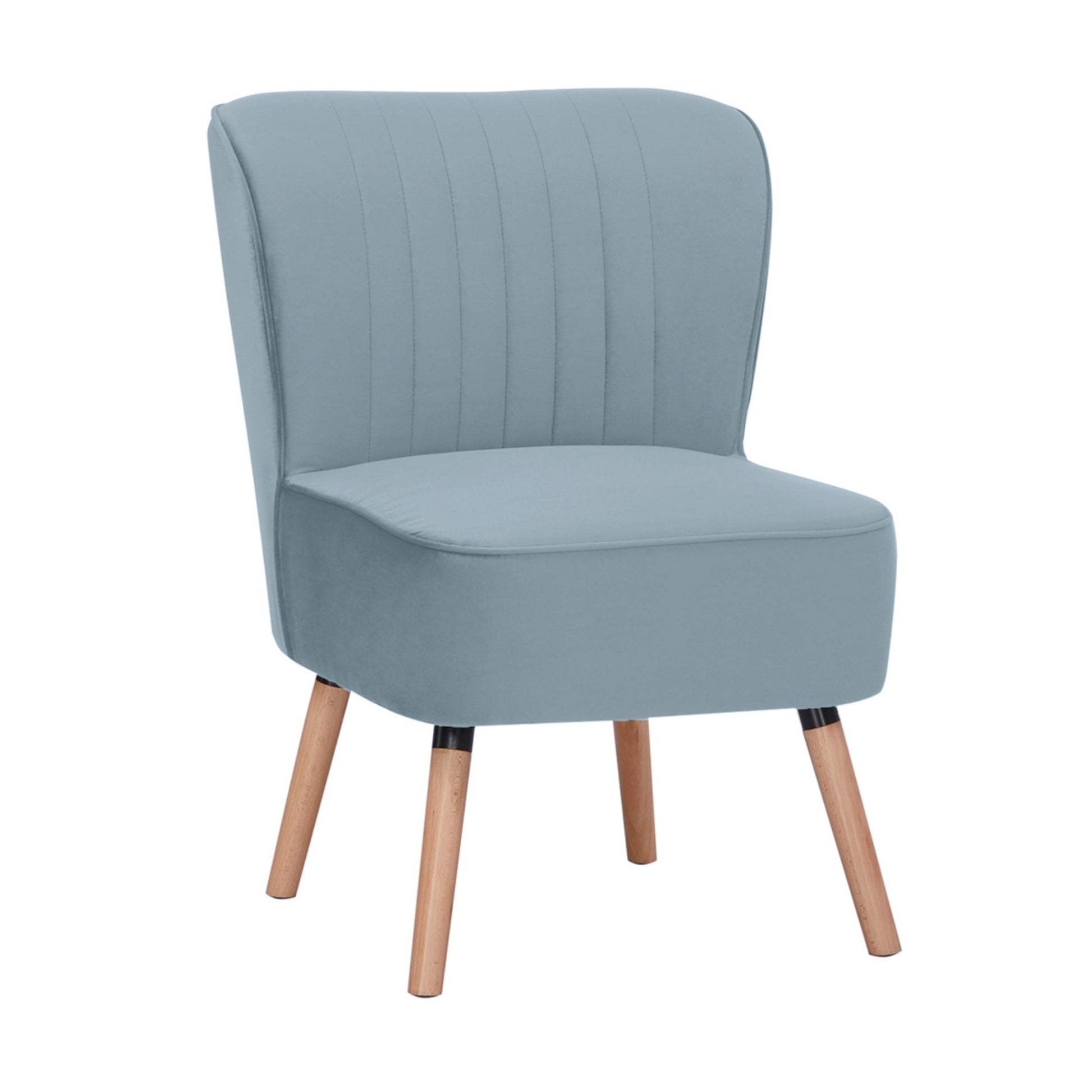 Drew 1 Seater Sofa Accent Chair Fabric Uplholstered Lounge Couch - Light Blue - Cosy Abode