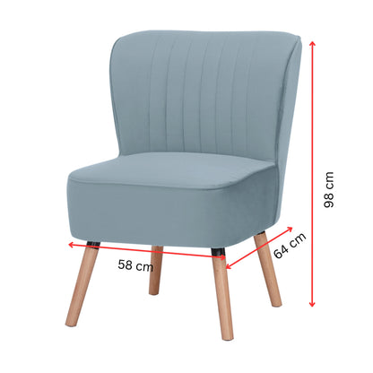 Drew Set of 2 Sofa Accent Chair Fabric Uplholstered Lounge Couch - Light Blue - Cosy Abode