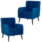 Bianca Set of 2 Accent Sofa Arm Chair Fabric Uplholstered Lounge - Dark Blue - Cosy Abode