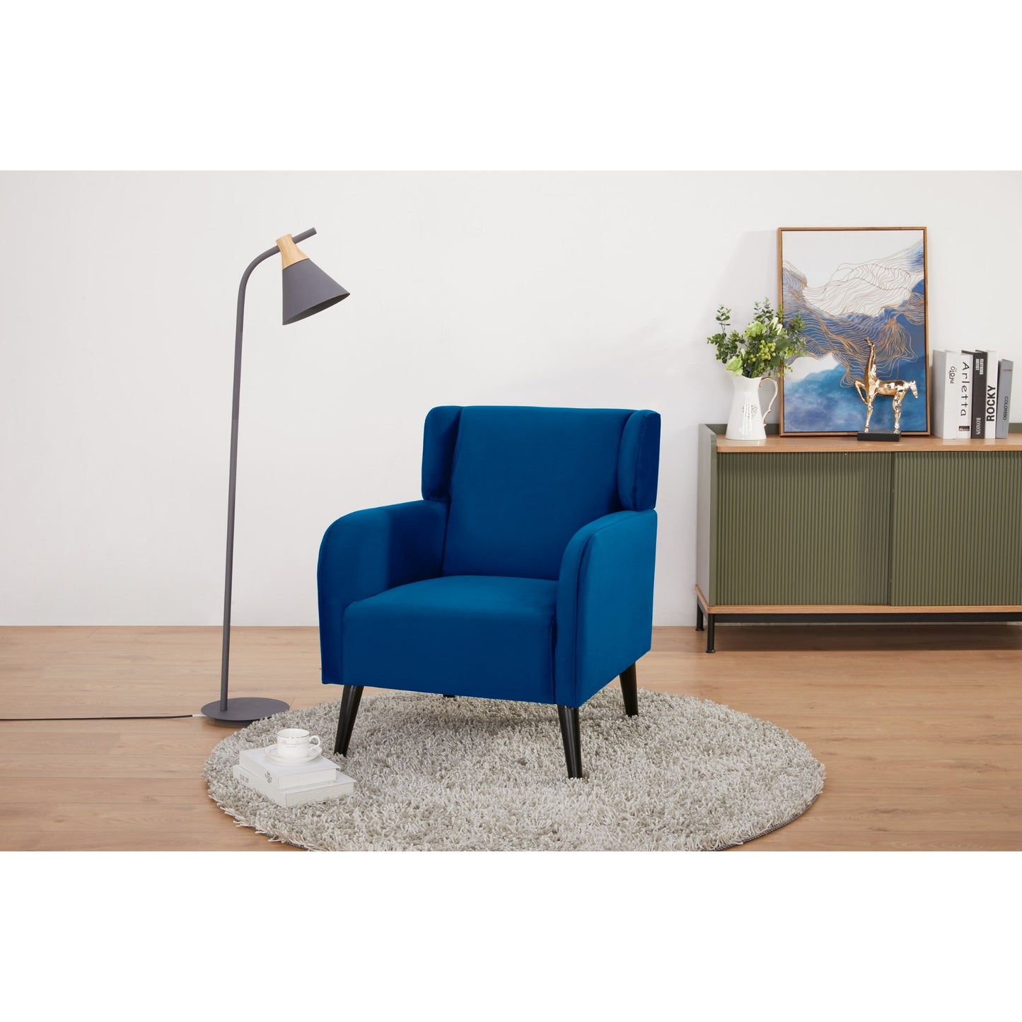 Bianca Set of 2 Accent Sofa Arm Chair Fabric Uplholstered Lounge - Dark Blue - Cosy Abode