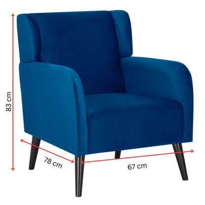 Bianca Set of 2 Accent Sofa Arm Chair Fabric Uplholstered Lounge - Dark Blue - Cosy Abode