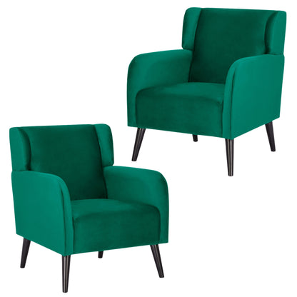 Bianca Set of 2 Accent Sofa Arm Chair Fabric Uplholstered Lounge - Green - Cosy Abode