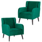 Bianca Set of 2 Accent Sofa Arm Chair Fabric Uplholstered Lounge - Green - Cosy Abode