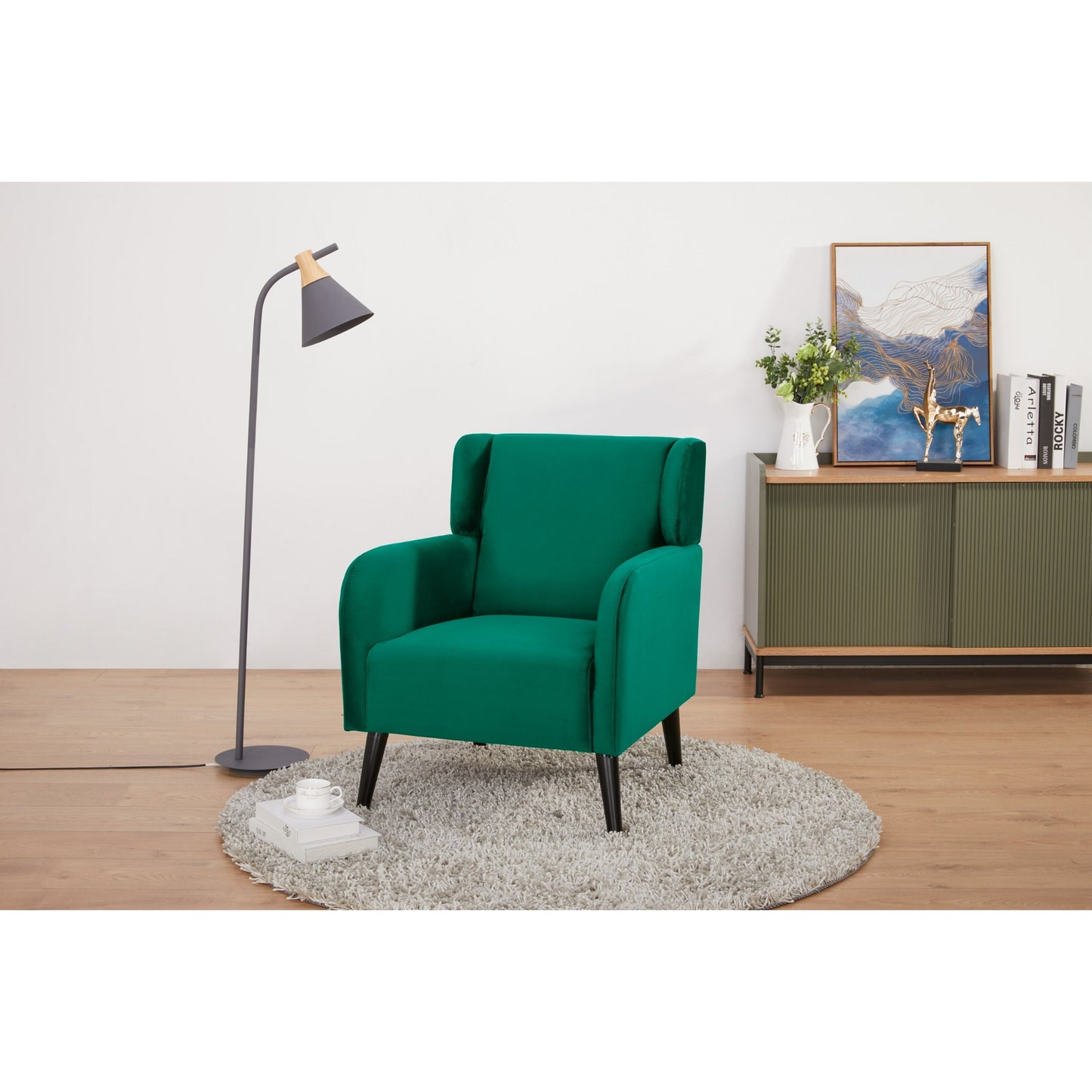 Bianca Set of 2 Accent Sofa Arm Chair Fabric Uplholstered Lounge - Green - Cosy Abode