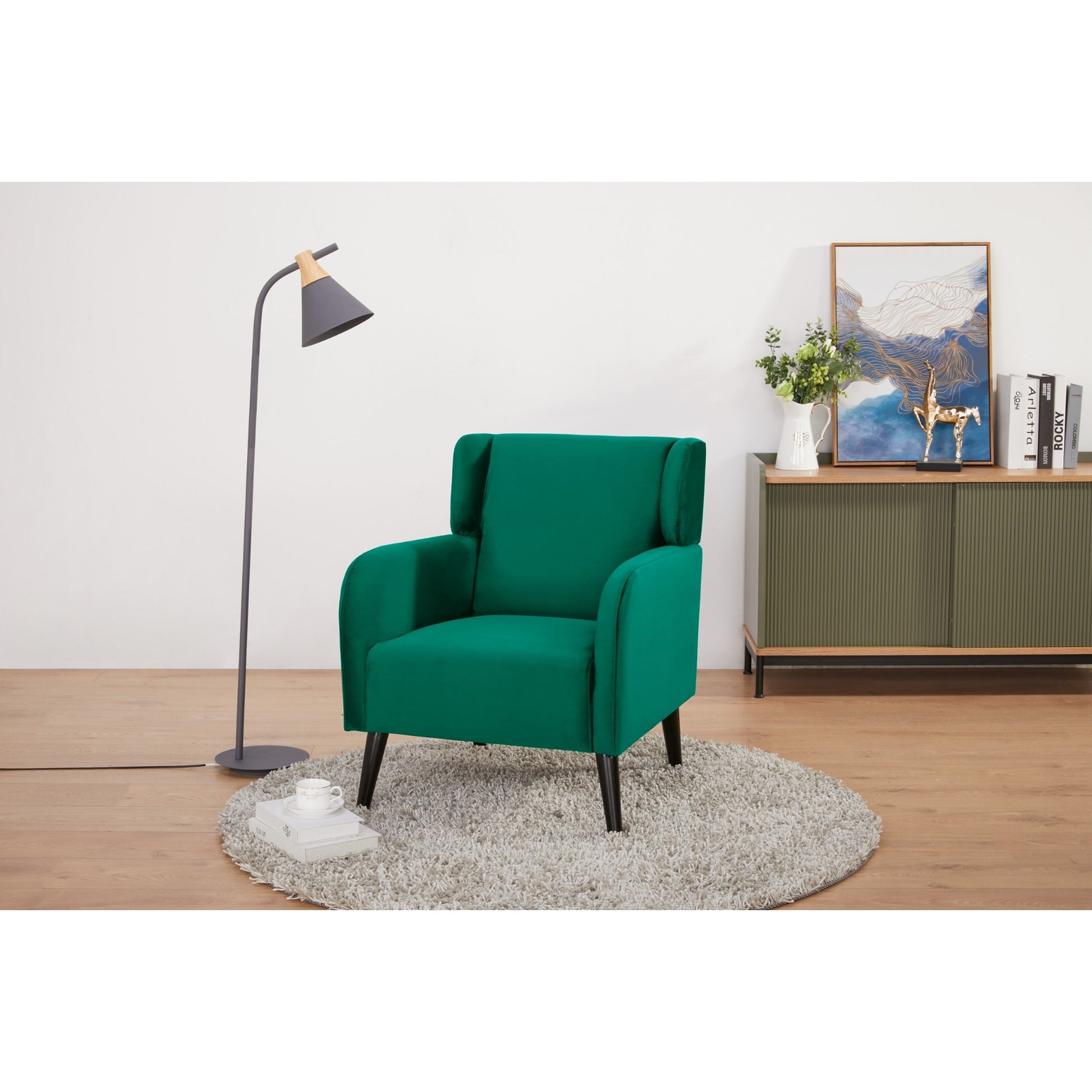 Bianca Set of 2 Accent Sofa Arm Chair Fabric Uplholstered Lounge - Green - Cosy Abode