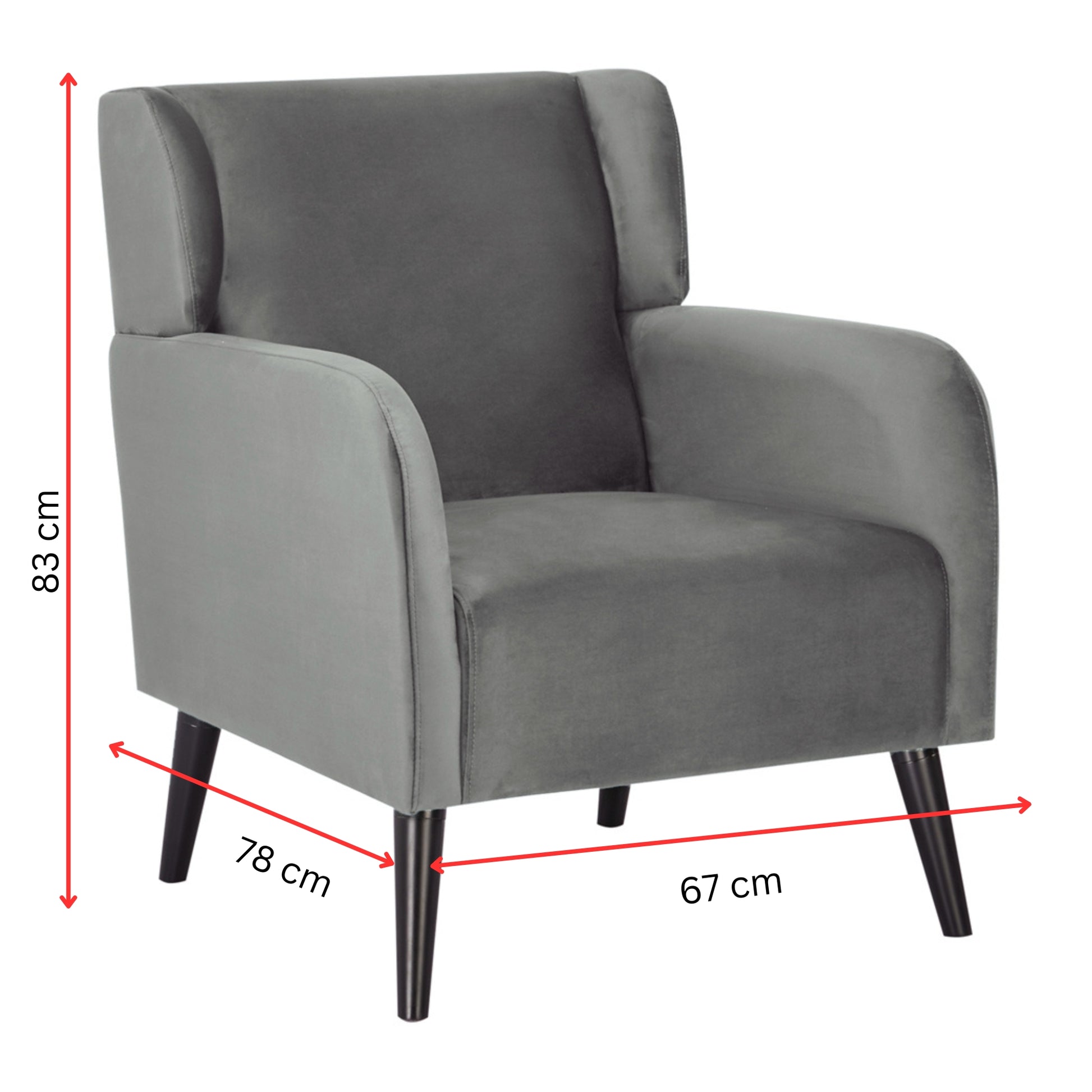 Bianca Accent Sofa Arm Chair Fabric Uplholstered Lounge Couch - Mid Grey - Cosy Abode