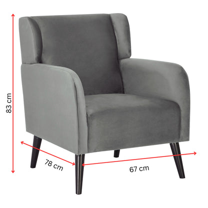 Bianca Accent Sofa Arm Chair Fabric Uplholstered Lounge Couch - Mid Grey - Cosy Abode