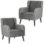 Bianca Set of 2 Accent Sofa Arm Chair Fabric Uplholstered Lounge - Mid Grey - Cosy Abode