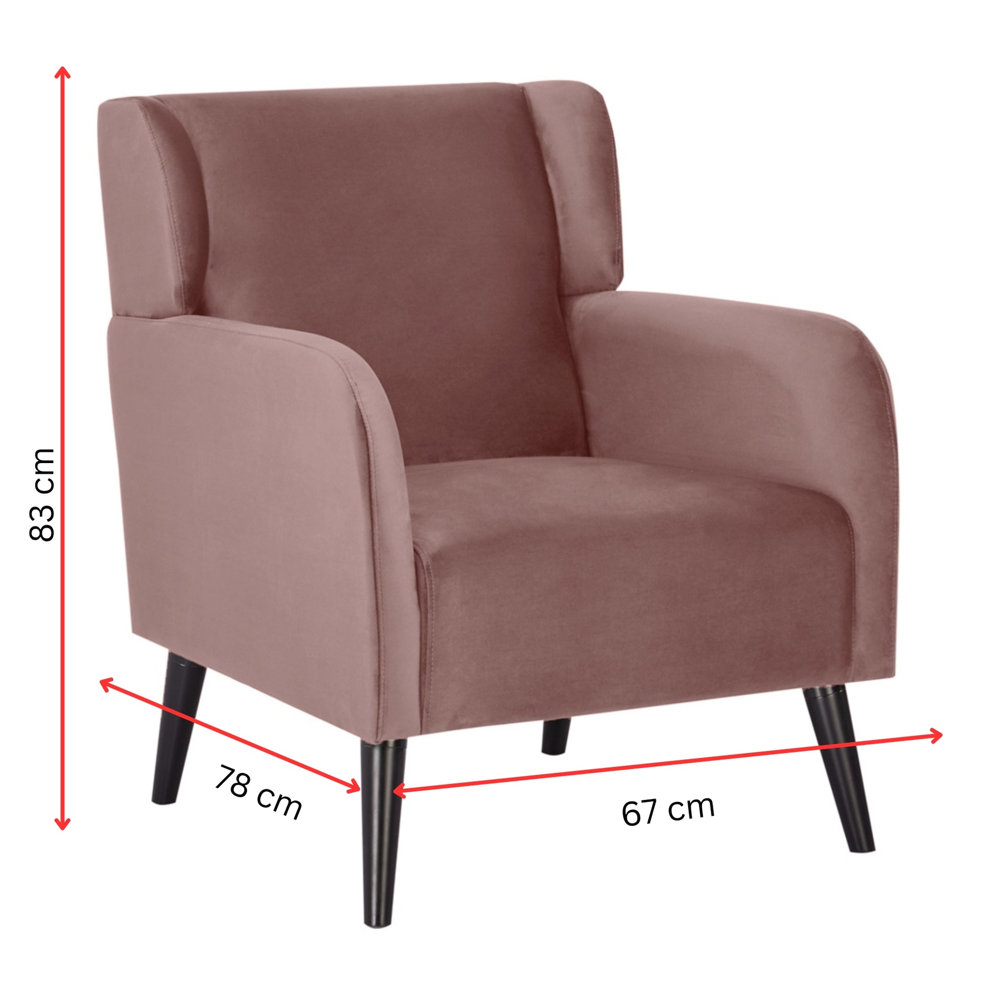Bianca Set of 2 Accent Sofa Arm Chair Fabric Uplholstered Lounge - Pink - Cosy Abode