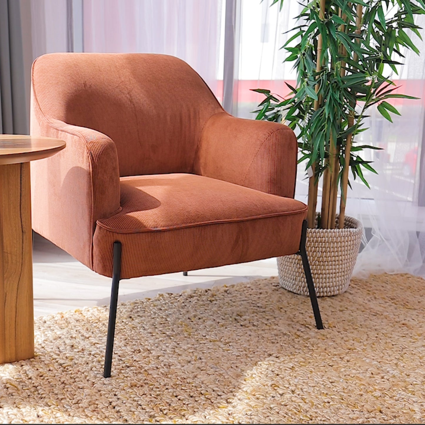 Leah Fabric Armchair Occasional Accent Arm Chair Brown - Cosy Abode