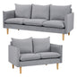Sinatra 2 + 3 Seater Fabric Sofa Lounge Couch Grey - Cosy Abode