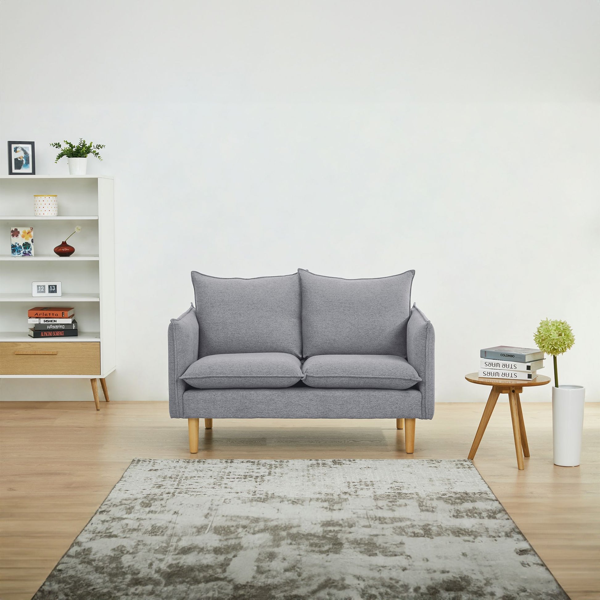 Sinatra 2 + 3 Seater Fabric Sofa Lounge Couch Grey - Cosy Abode