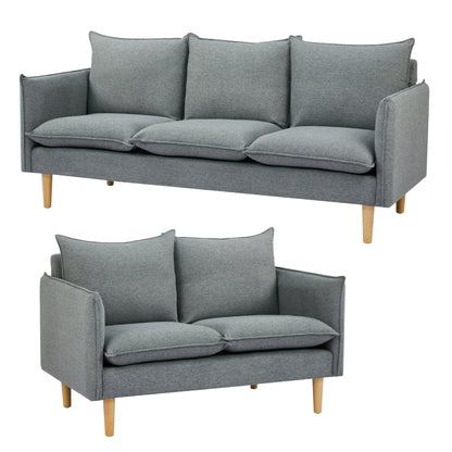 Sinatra 2 + 3 Seater Fabric Sofa Lounge Couch Dark Grey - Cosy Abode