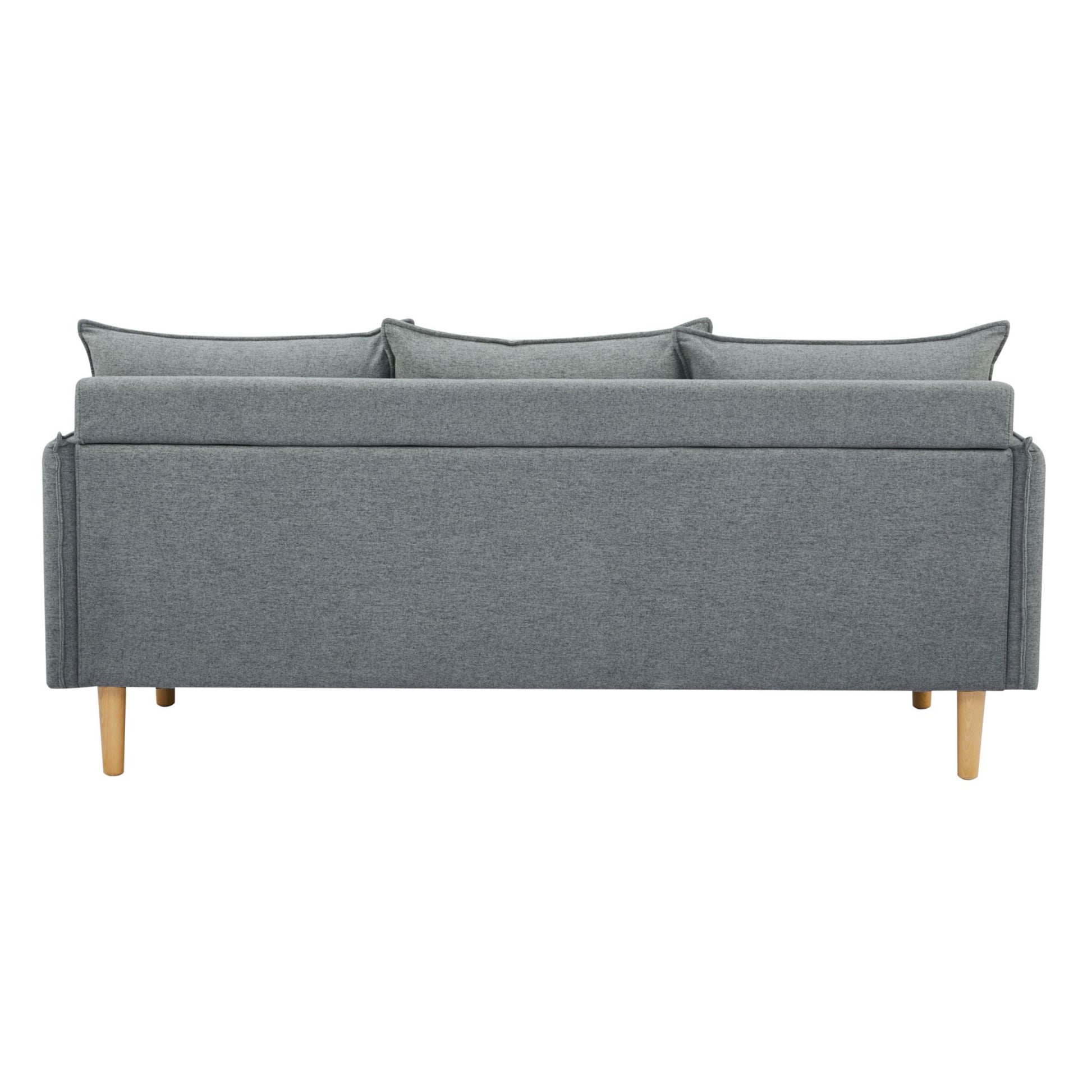 Sinatra 2 + 3 Seater Fabric Sofa Lounge Couch Dark Grey - Cosy Abode