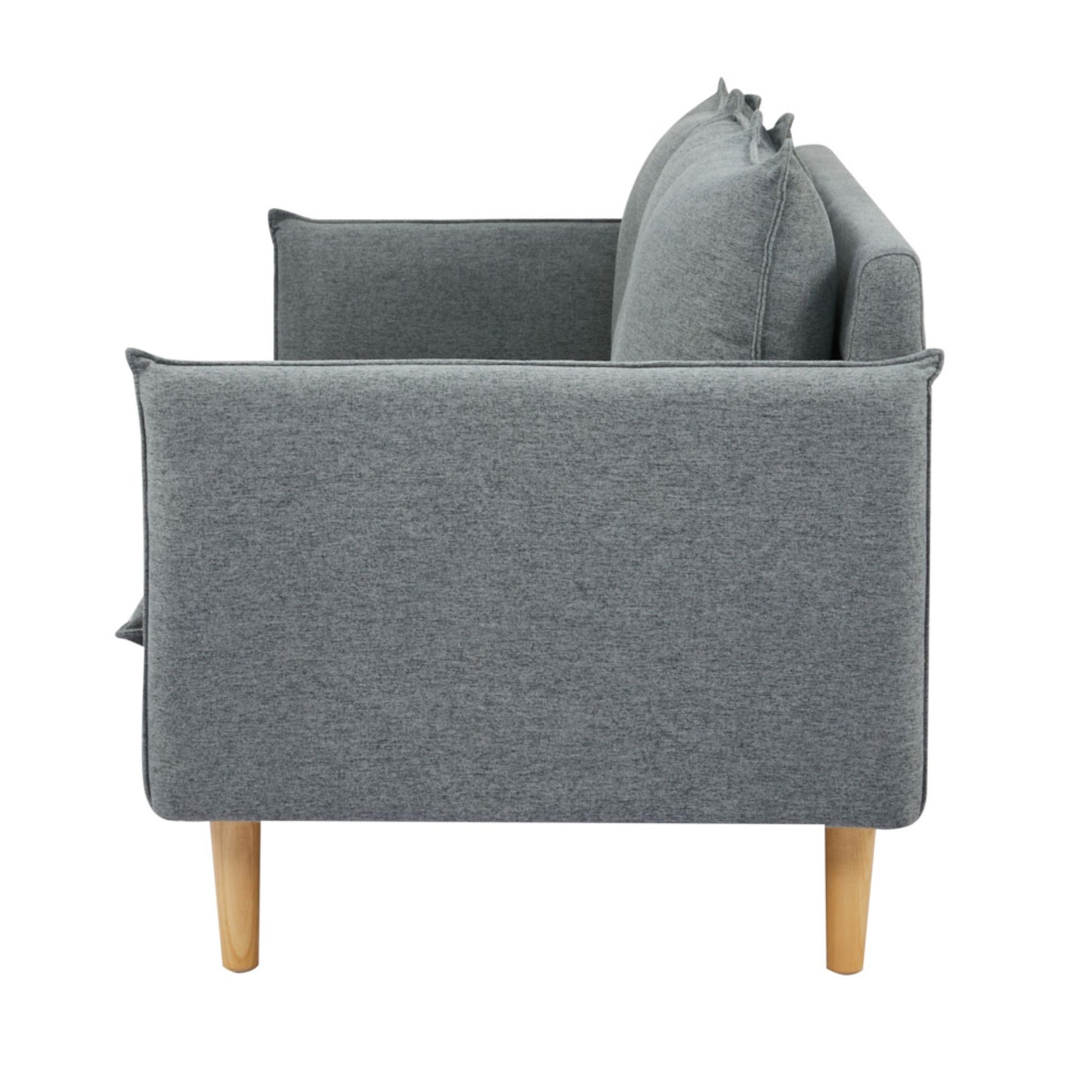 Sinatra 2 + 3 Seater Fabric Sofa Lounge Couch Dark Grey - Cosy Abode