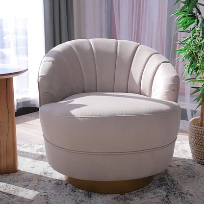 Bronte Fabric Swivel Occasional Chair Lounge Seat Cream - Cosy Abode