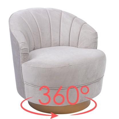 Bronte Fabric Swivel Occasional Chair Lounge Seat Cream - Cosy Abode